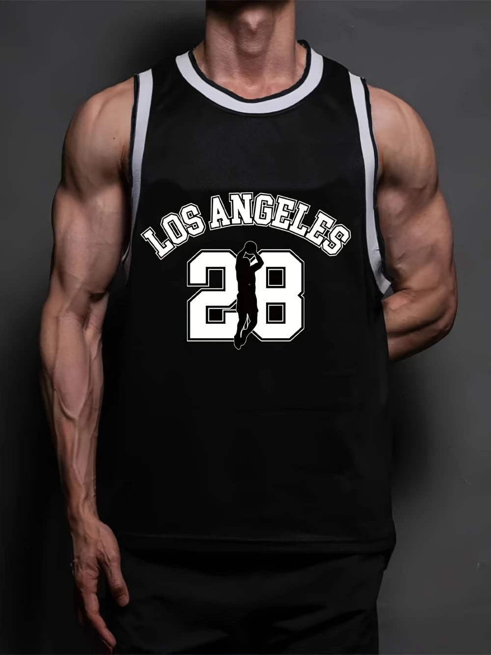 

Vintage Los Angeles 28 Pattern Breathable Men's Vest Basketball Running Outdoor Sports Casual Wear Sweat-absorbing Fitness Wear