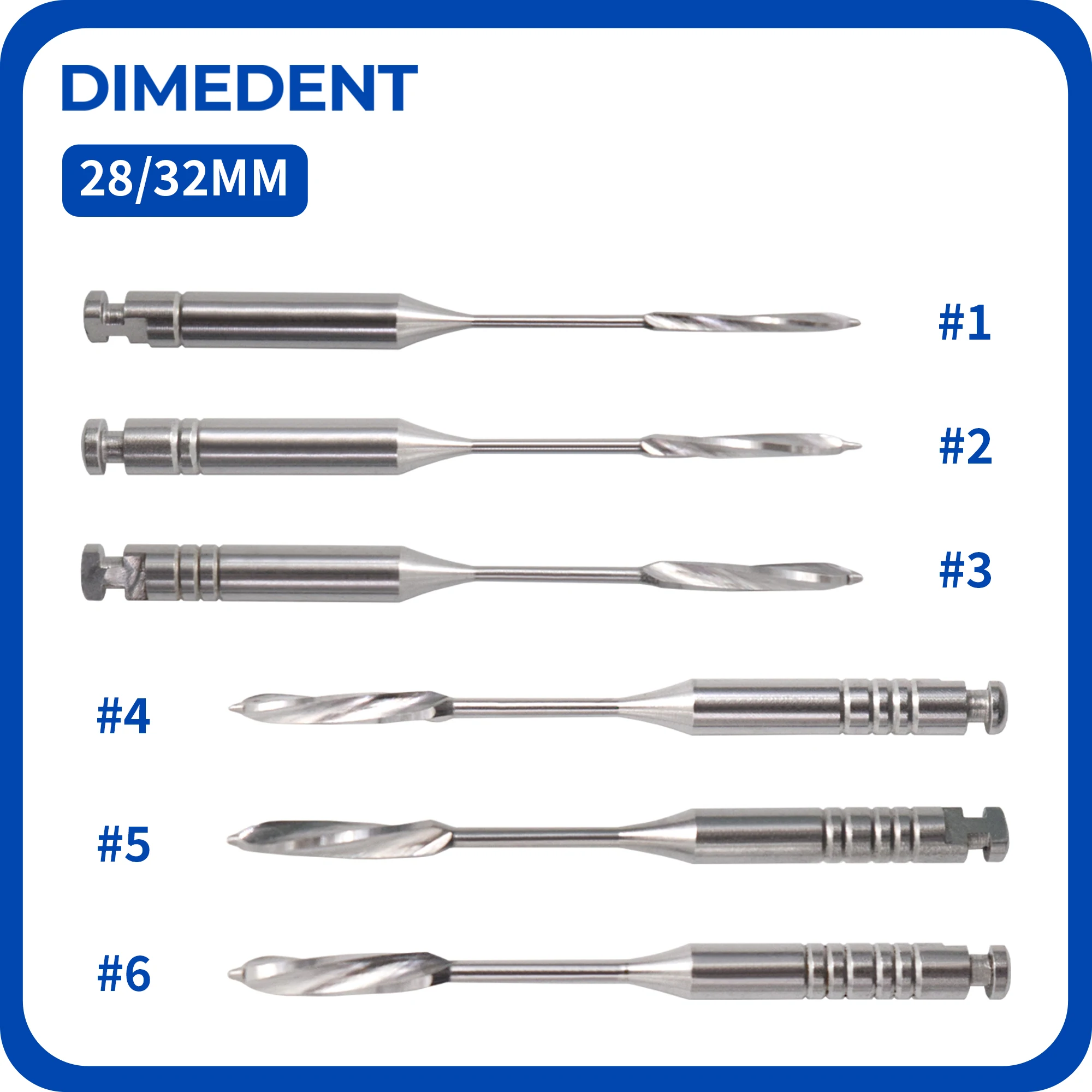 DIMEDENT #1-6 Peeso Reamers 32mm 28mm Stainless Steel Endodontic Rotary Files 3 Boxes Dental Peeso Drills Dentistry Instrument