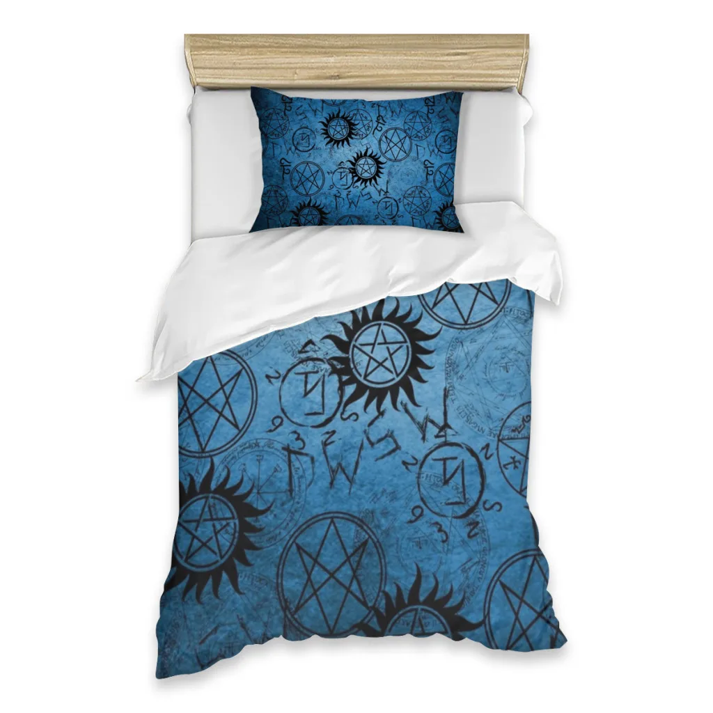 Supernatural Blue Single Bedding Set Adult boys Bedroom Cover Pillow Case