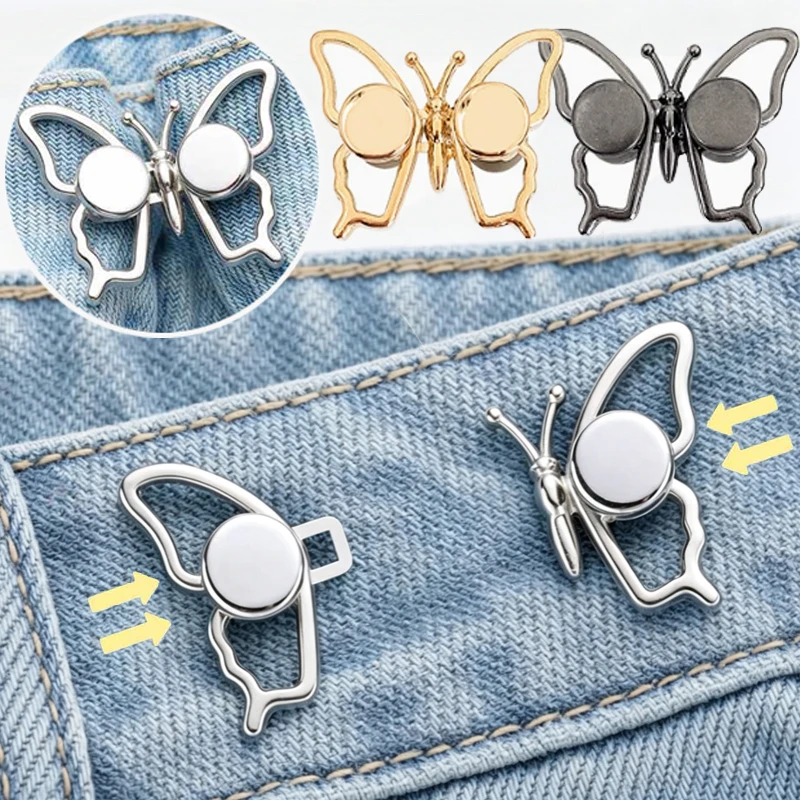 Butterfly Waist Buckle Fashion Simple Waist Accessories Detachable Non Sewing Retractable Pants Skirts Waist Tightener Buckle
