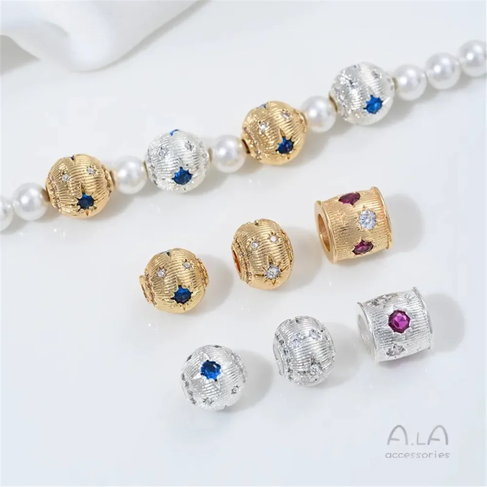 Z452 14K Gold-plated Zirconium Beads Accessories Large-hole Bucket Beads Hand-strung Pearl Necklaces Bracelets Diy Materials