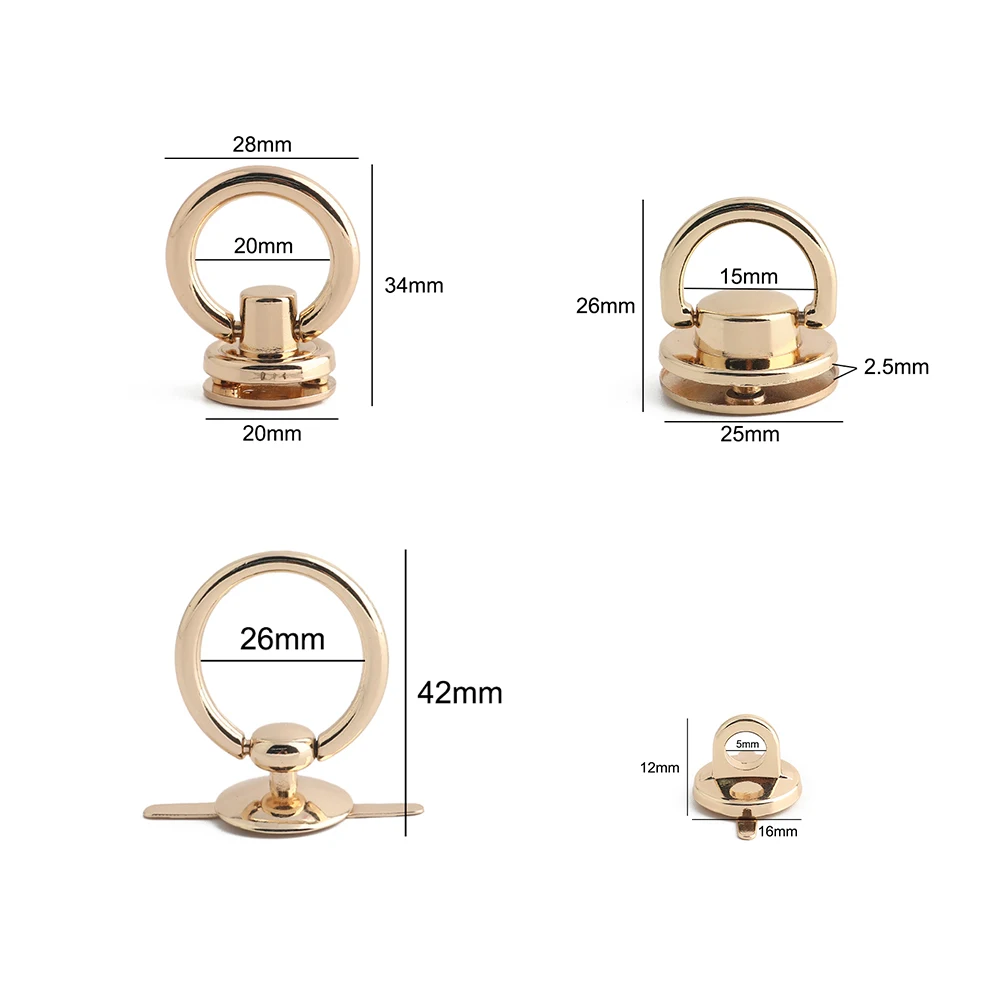 10/50/100PCS Metal D Ring Side Clip Buckle Screw Clasp Bag Strap Connector Hook For Handbag Belt Handle Hanger DIY Accessories