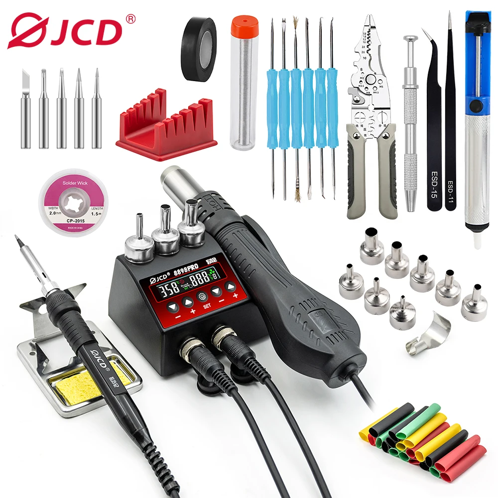 2 in 1 8898Pro Heat Gun Electric Soldering Iron LCD Dual Digital Display Welding Station Welding Maintenance Tools Combination