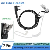 Baofeng UV-5R Walkie Talkie Acoustic Air Tube Headset 2 Pin PTT Earpiece Earphone For BF-888S UV-21 PRO Quansheng UV-K5 UV-K6