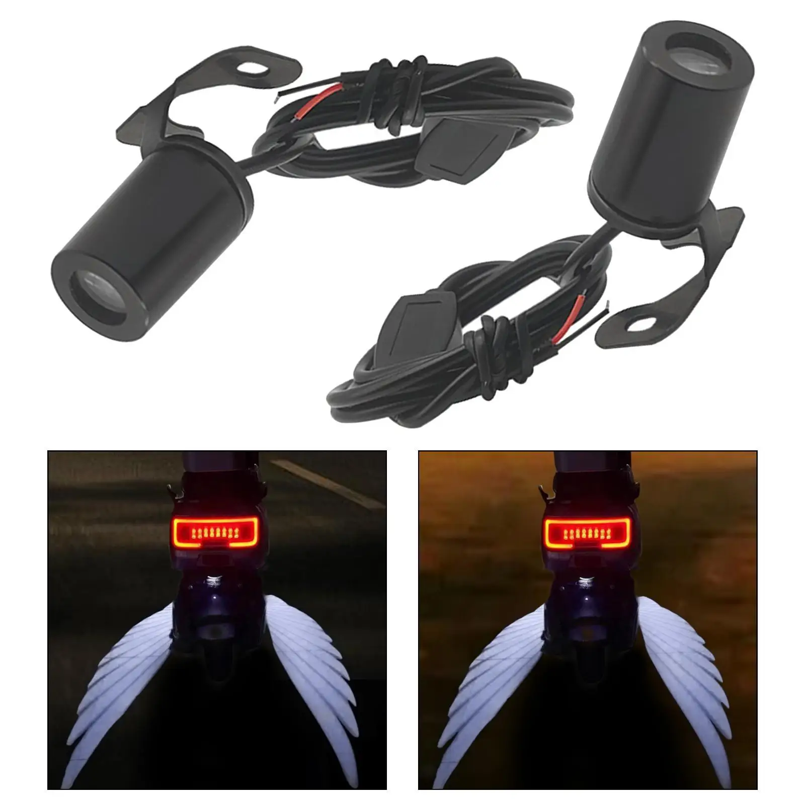 Waterproof Motorcycle Lamp Assembly Angel Wing Ground Projection LED for Night Riding