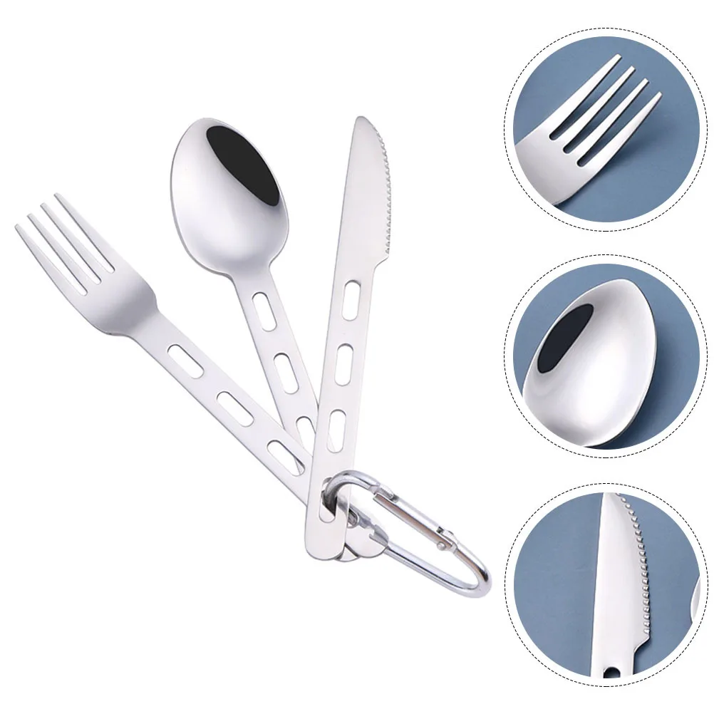 

1Set Stainless Steel Portable Cutlery Kit Travel Camping Dinnerware Fork Spoon Flatware Set Cutlery Kit Camping Food Flatware