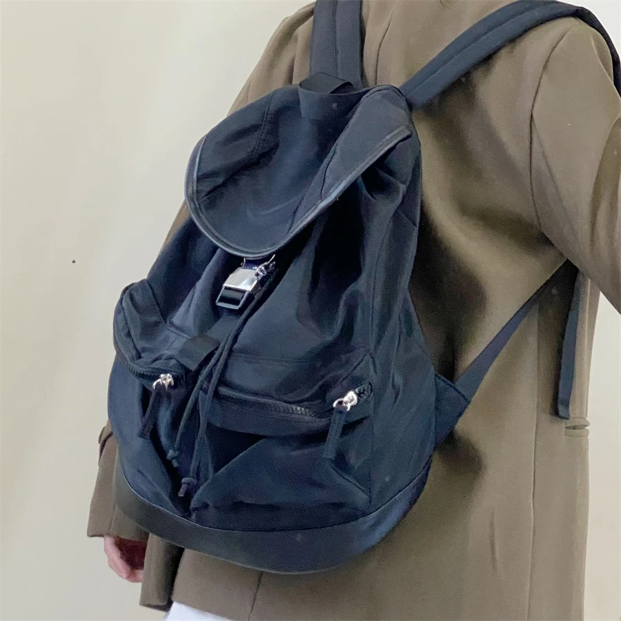 

Large Capacity Nylon Backpack Casual Commuter Travel Laptop Bag Unisex Hiking Bag Outdoor Function Style Soft Handle Bag