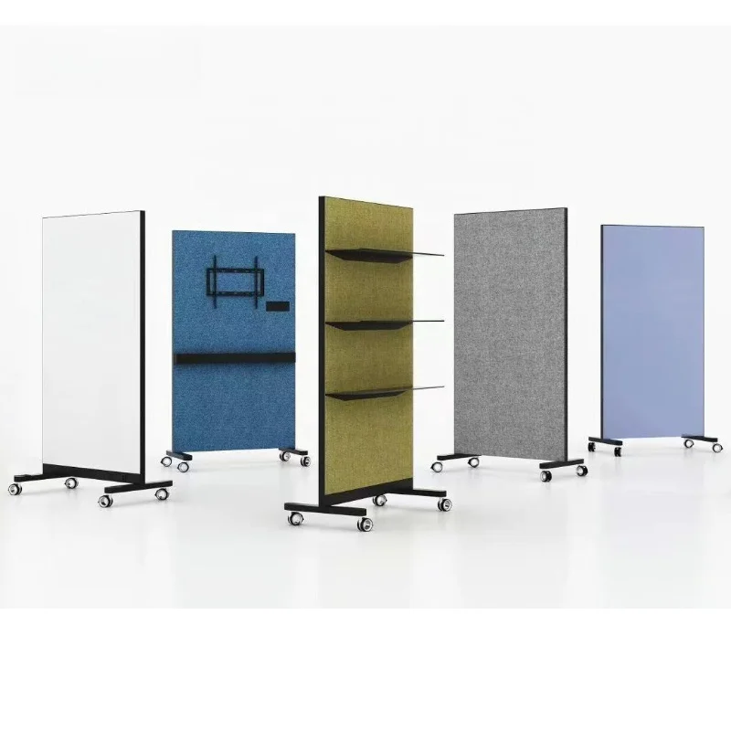 Modern new magnetic erasable colored mobile glass whiteboard partition wall movable office partition school furniture