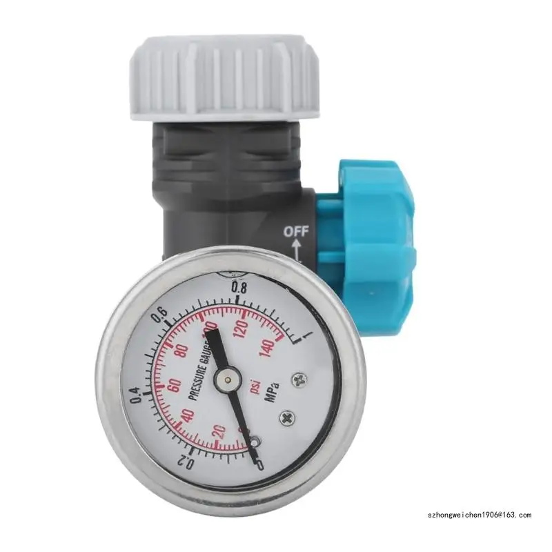 

28GF RVs Water Pressure Regulator (0-140PSI) with Gauges 3/4” DN20 LeadFree Monitors Water HosePressure for RVs Campers