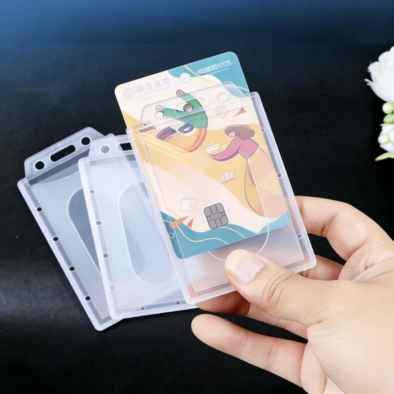 5Pcs/Set Transparent Badge Card Holder Working Permit Case Pass Work Card Cover Case Idol Photo Business Card Protector Sleeve