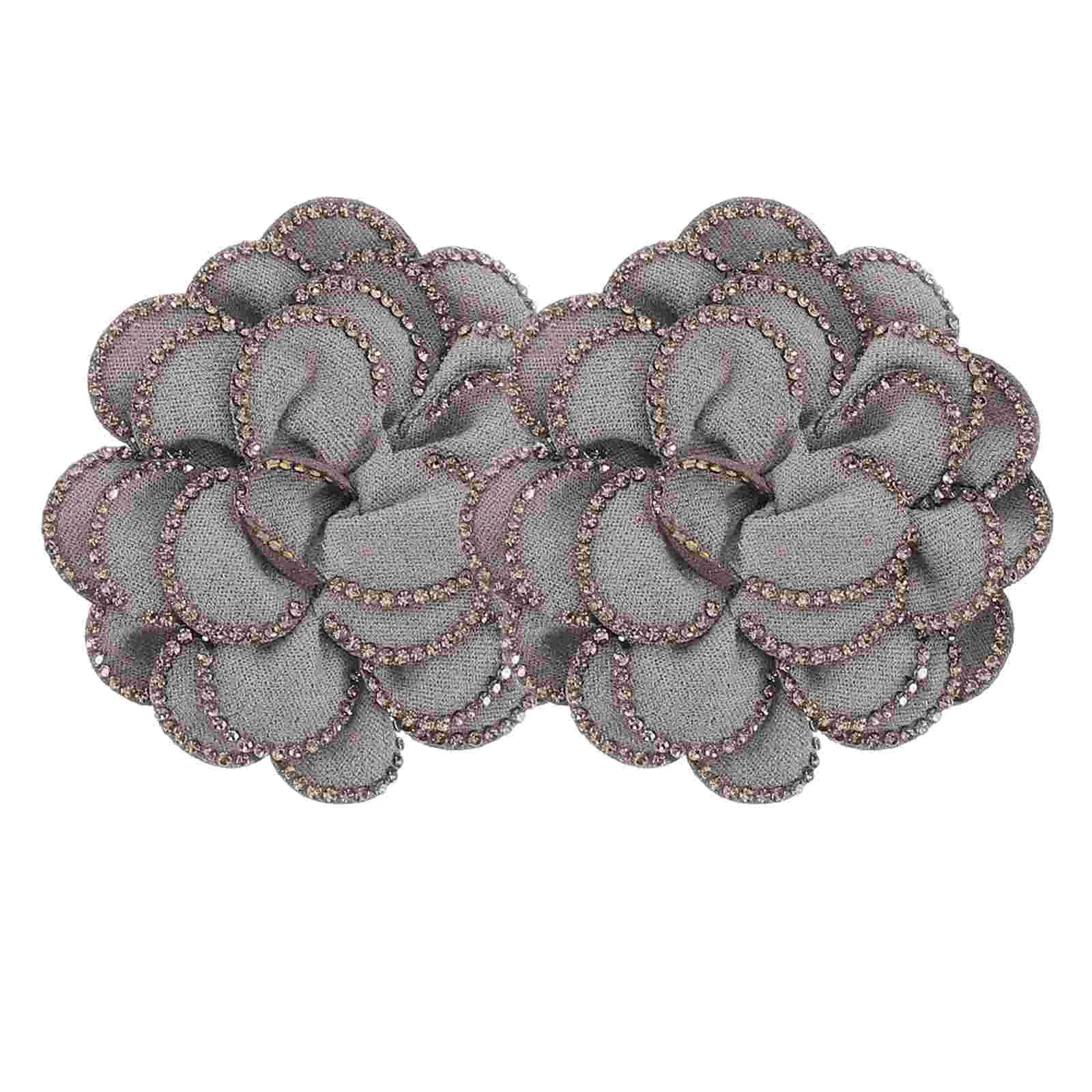 2Pcs 이동식 라인 석 구두 꽃 웨딩 신부 클립 액세서리 회색 브로치 장식 ShoeDecorations