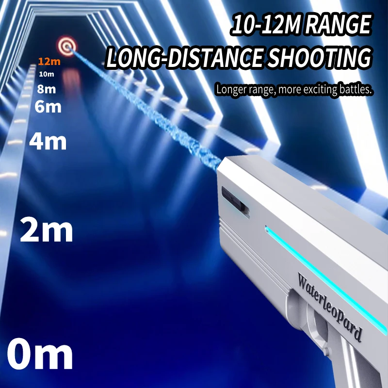 Pistola de agua eléctrica totalmente automática de granate fuerte de verano, función de remojo impermeable de cuerpo completo, juguete de tiro de batalla en la playa