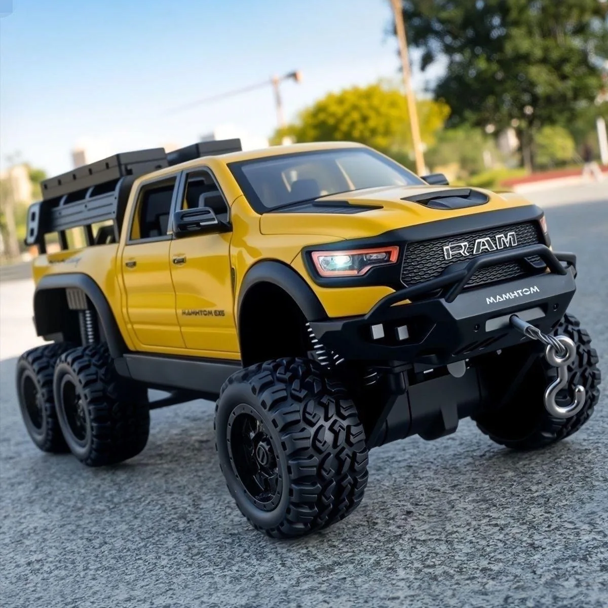 

1:24 DODGE Tyrannosaurus RAM 1500 REX Pickup Alloy Car Model Diecast Metal Off-road Vehicles Car Model Sound Light Kids Toy Gift