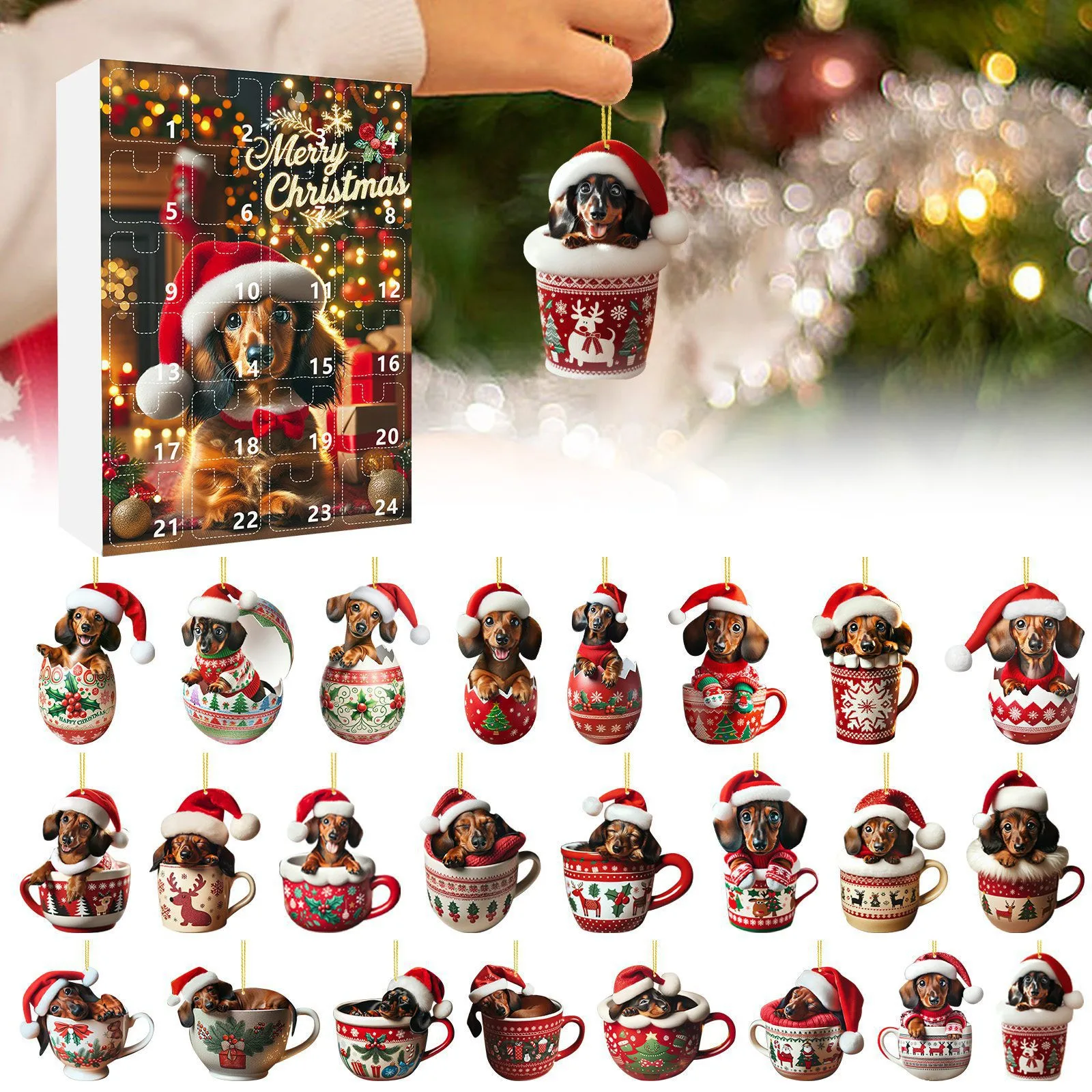 2024 Holiday Advent Calendar Blind Box Home Decor 2d Funny Animal Set Advent Calendar Collectible Commemorative Collectible Deco