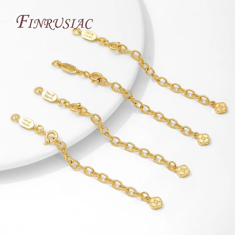 18K Gold Plated Extension Chains with Clasps Connectors For Jewelry,Chains For Bracelets Making Accessories,DIY Necklace Finding image 5