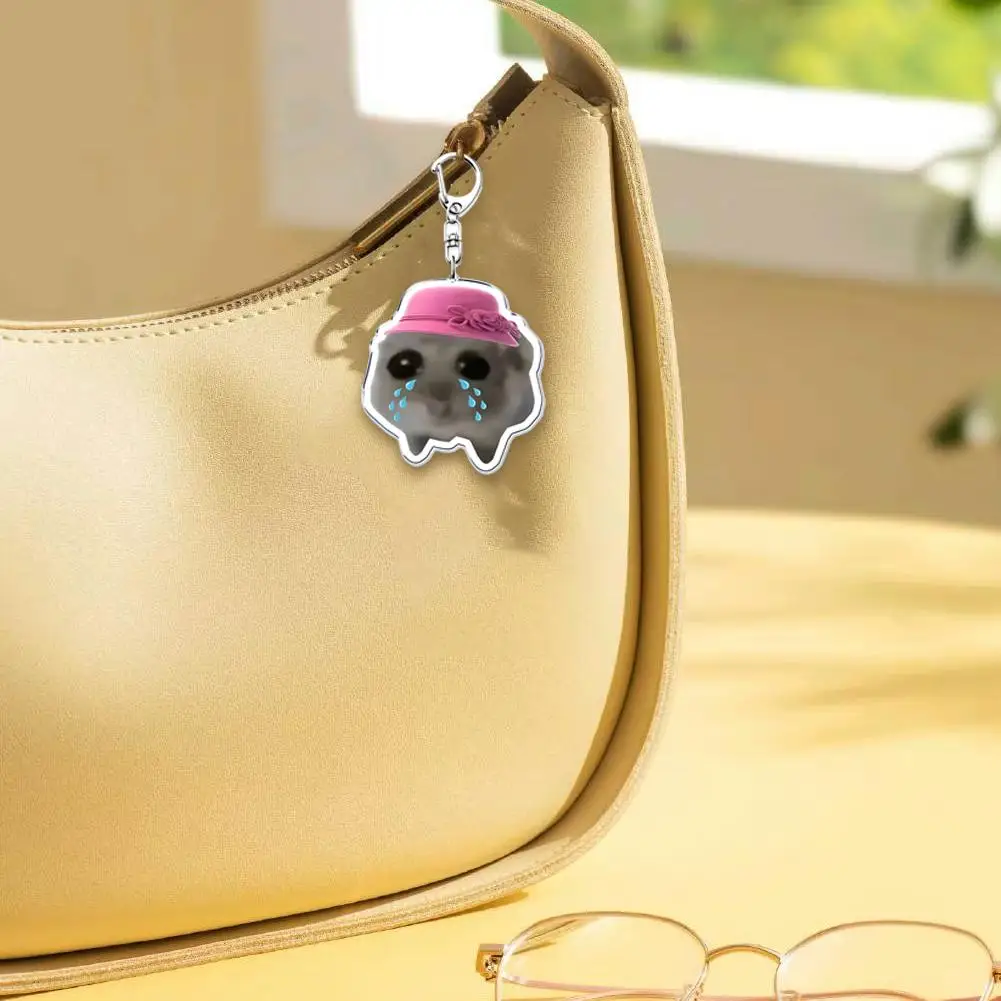 Funny Meme I Am Just A Girl Sad Hamster Key Chain Popular Key Chain Keychains For Bag Pendant Keyring Jewelry Fans Gifts