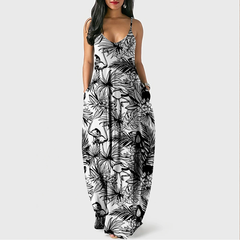 2022 Dress For Women Halter Neck Summer Hawaii Print Sleeveless Midi Backless Party Sexy Dresses Beach Casual Streetwea