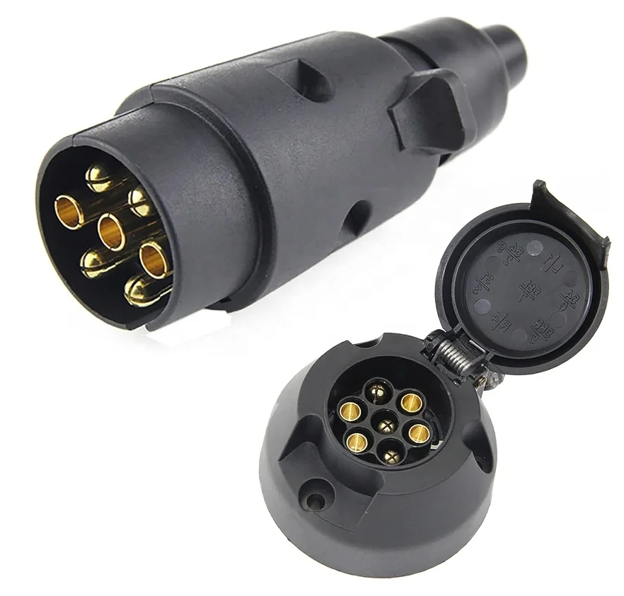 7-Pin Trailer Socket & Plug 12V Electric Tow Connector Male & Female for Truck RV Boat