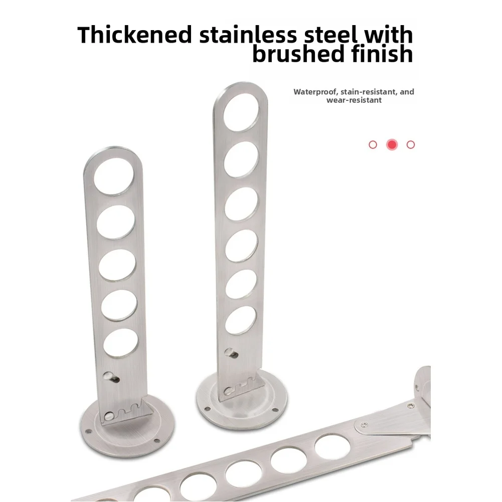 Stainless Steel Folding Clothes Hanger Wall Mounted for Compact Living Spaces Balcony Bathroom Laundry with 180 lb Support Limit