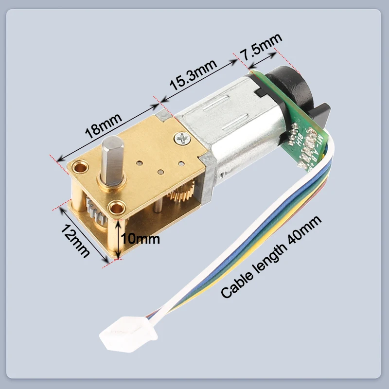 CHF-GW12T-N20ABHL DC 3V 6V 12V Metal Worm Gear Motor Model With Side Welding 7PPR Encoder For DIY