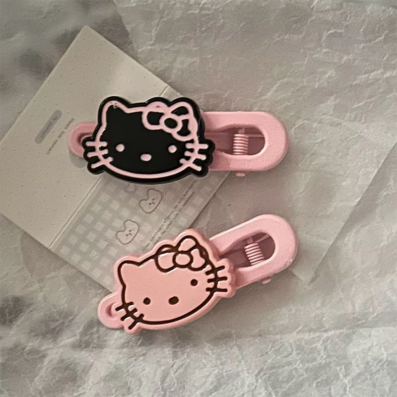 Sanrio Olá Kitty Hairpin para Mulheres e Meninas, Kawaii, Doce Side Bangs Clip, Grampo de Cabelo Dos Desenhos Animados, Acessórios para Cabelo Bonito, Presentes, 2Pcs