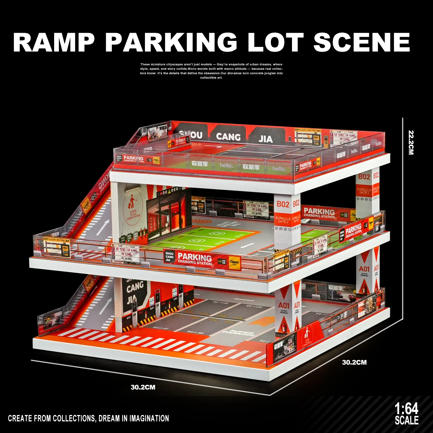 Verzamelaar 1/64 Parkeerplaats Speelgoed Auto Model Opbergrek Kinderkamer Decor Kerstmis Cadeau Speelgoed Voor Baby Jongens Meisjes