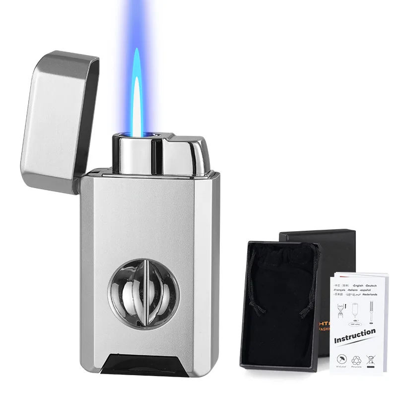 Christmas Gift New Direct Spray Windproof Butane Gas Lighter Visible Window Personalized Cigar Knife Lighter Men's Gift 2026