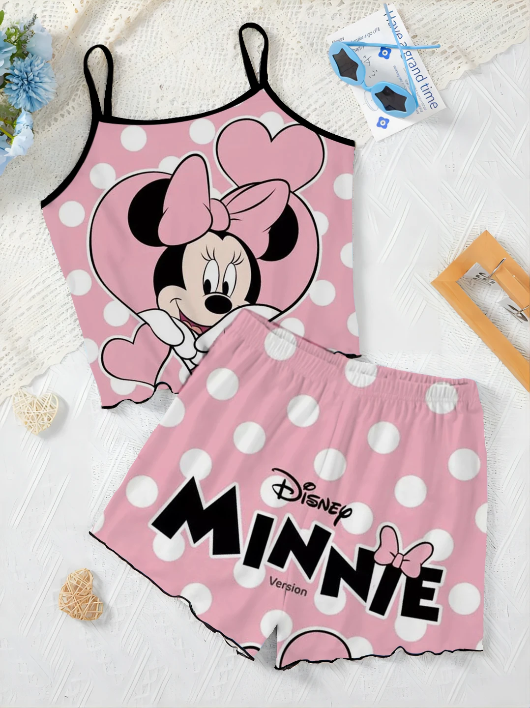 Disney Pyjama Rock Mickey T-Shirt Damen anzug Home Kleid Top Salat Trim Minnie Maus kurze Sets Stücke elegante Disney Mickey