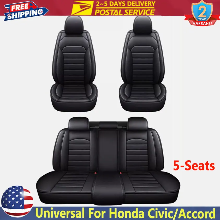 

Универсальные автомобильные кожаные чехлы на сиденья для Honda Civic/Accord/CR-V, чехол на автомобильное сиденье из искусственной кожи, 2/5 передних и задних сидений, седан, внедорожник, интерьер