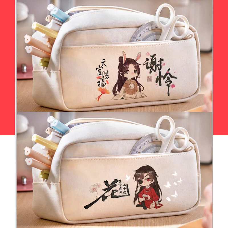 

Anime Tian Guan Ci Fu Hua Cheng Xie Lian Pencil Case Pen Bag Cartoon Anime Printing Canvas Pen Pouches Student Stationery