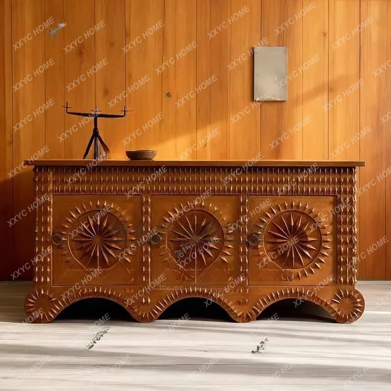 XX  retro solid wood dining side cabinet  country wall locker home antique entrance table