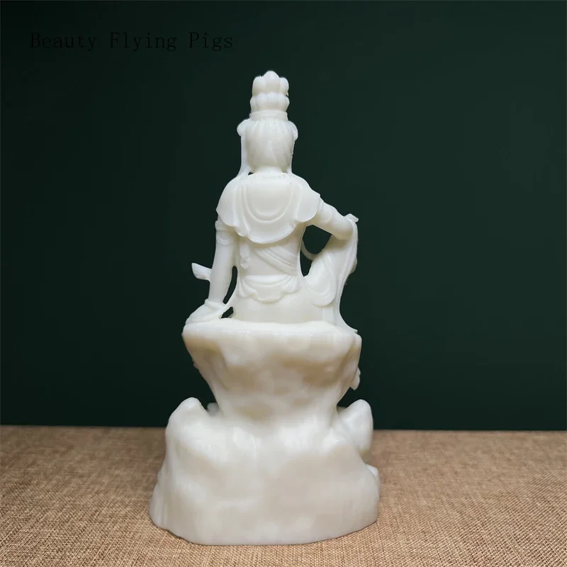 7.2X5.2X14CM  Guofeng Creative Ivory Fruit Avalokitesvara Bodhisattva Statue Decoration Home Living Room Zen Bodhi Crafts