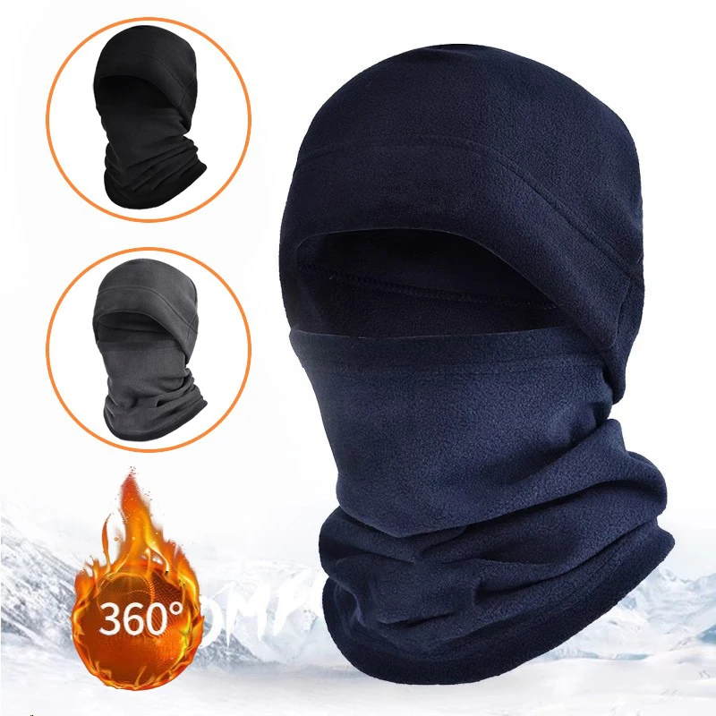 Winter Polar Fleece Balaclava Men Face Mask Neck Warmer Beanies Thermal Head Cover Tactical Sports Scarf Ski Caps