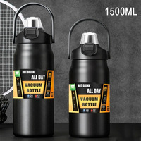 1500ML Portable Thermos with Straw Outdoor Sport Stainless Steel Thermal Mug Tumbler Travel Vacuum Flasks Cold Hot Water Bottle