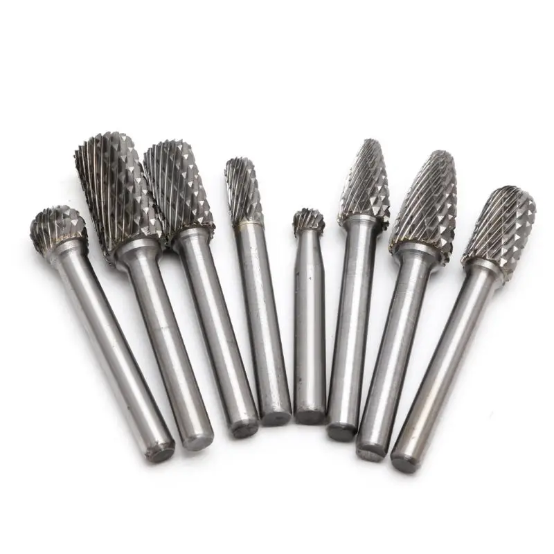 8 peças de broca de carboneto de tungstênio 1/4" 6mm conjunto de fresa rotativa para gravação CNC novo