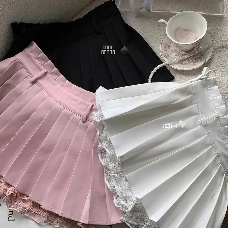 

Briti Sle ort Pleated Skirt f Skirt Sugar Bean Sweet Sister Advance Trim Piece Pleated Skirt Spring 2024 Ladies' Fas...