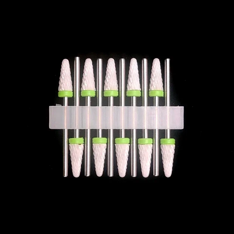 10 Keramikbohrer, Fräser, Zubehör für rotierende Nagellack-Schleifmaschinen, Zubehör für Überlaufentfernungswerkzeuge