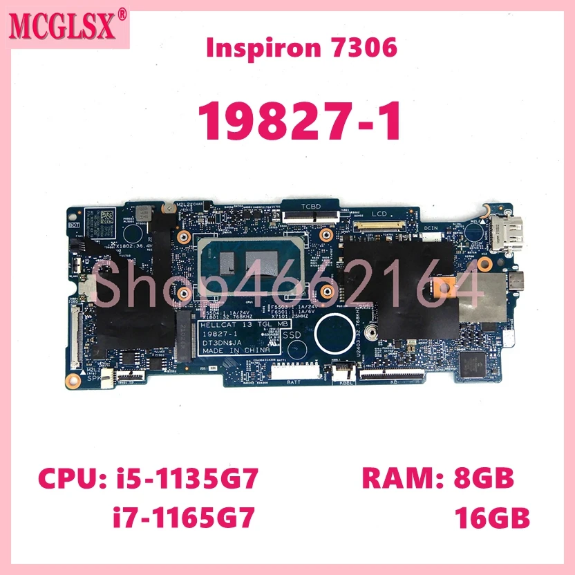 19827-1 With i5-1135G7 / i7-1165G7 CPU  8GB 16GB RAM Mainboard For DELL Inspiron 7306 2n1 Laptop Motherboard CN- 09M39P 0GT06K