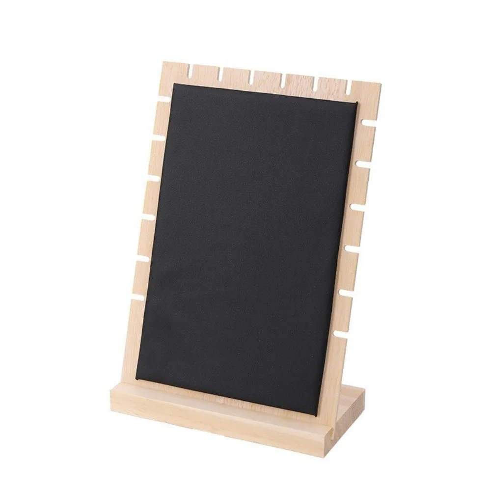 

New Wood Jewelry Display Stand Square Detachable Necklace Organizer PU Vertical Earrings Shelf Jewelry