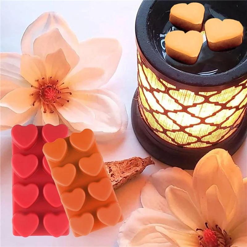 

ABVJ-Wax Melt Containers-8 Cavity Clear Empty Plastic Wax Melt Molds-50 Packs Heart Shape Clamshells For Tarts Wax Melts.