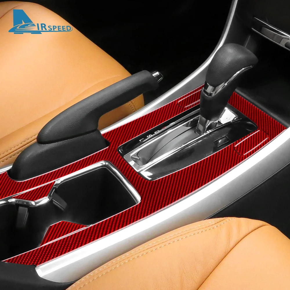 Real Soft Carbon Fiber Sticker For Honda Accord 2013 2014 2015 2016 2017 LHD Car Central Gear Shift Panel Interior Trim Cover