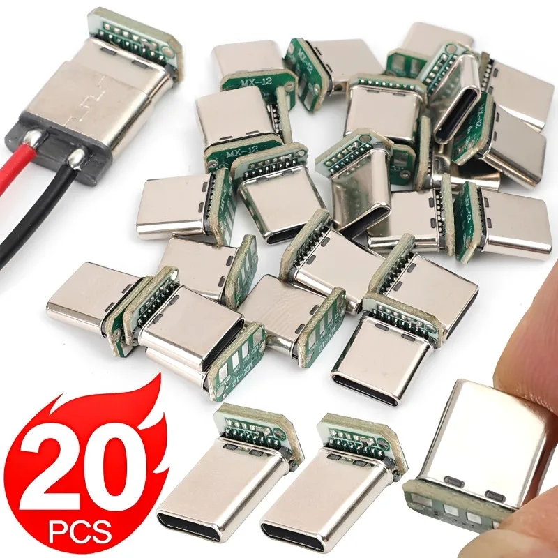 New USB 3.1 Type C Male Plug 90 Degree Vertical Patch Board 16Pin Data Band PCB USB C Tape Board Male Head 16P Type-C Connector
