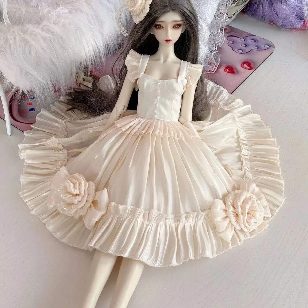 New Style BJD Doll Clothes,  1/6 1/4 1/3 Girl Dress, Light-Colored Suspender Clothing Free Shipping