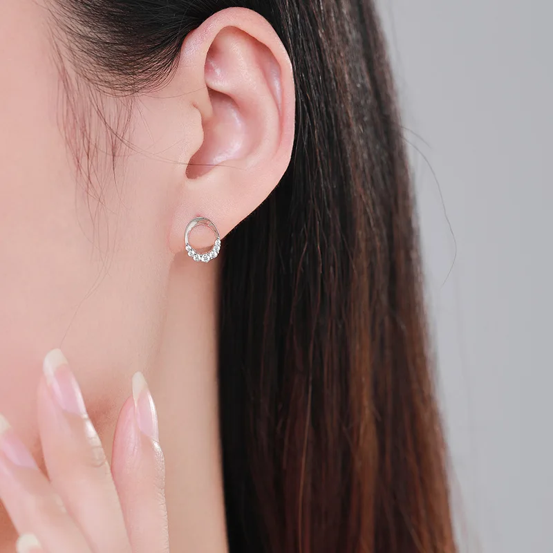 هندسة بسيطة البيضاوي تصميم المرأة S925 الزركون غرامة وأقراط المجوهرات #2