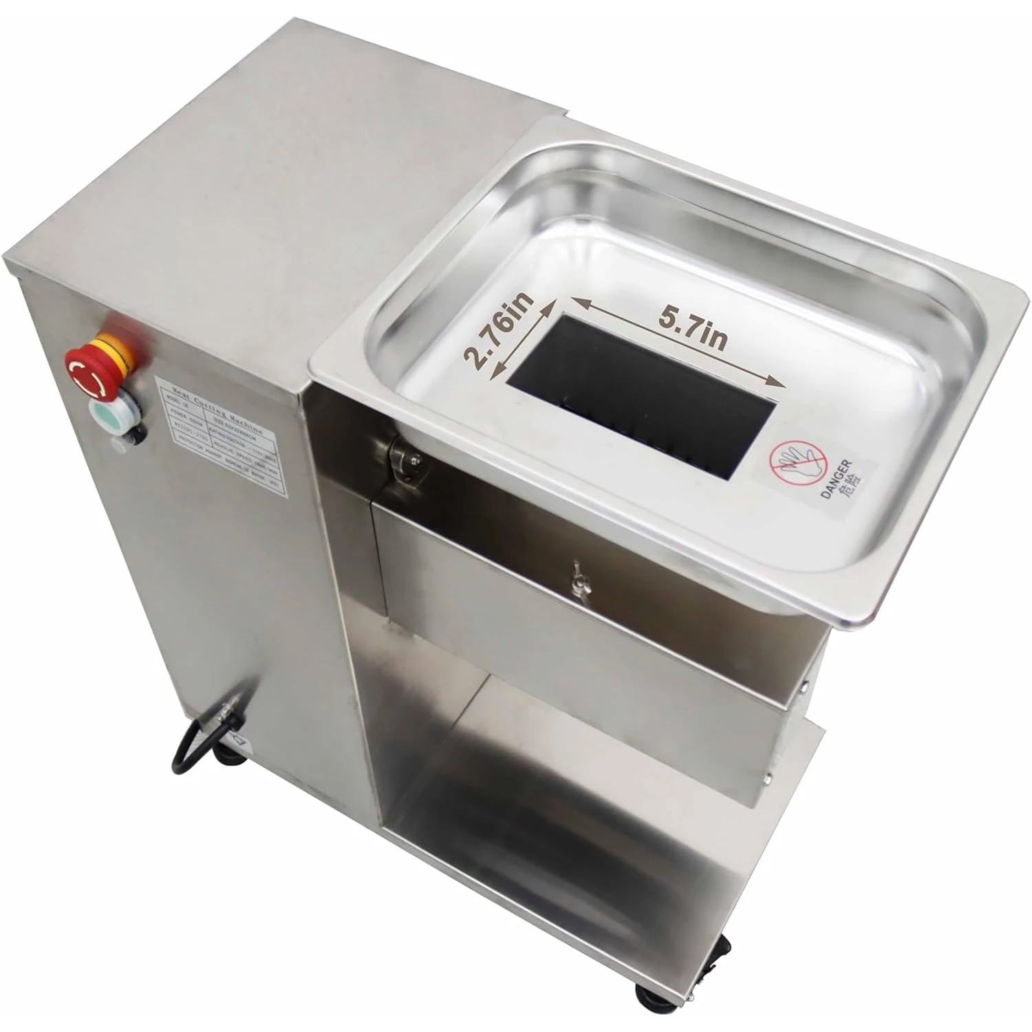 5 مللي متر ماكينة تقطيع اللحوم التجارية قطاعة اللحوم قطاعة كهربائية تمزيقه مكعبات لشريحة لحم البقر لحم الخنزير 5.7 × 3 بوصة مدخل التغذية QE 110 فولت