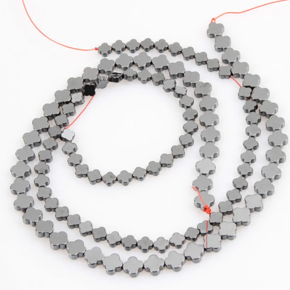 Natural Stone Hematite Loose Beads Black Four-leaf Clover Shaped Beads Used in jewelry making DIY bracelet necklace accessories