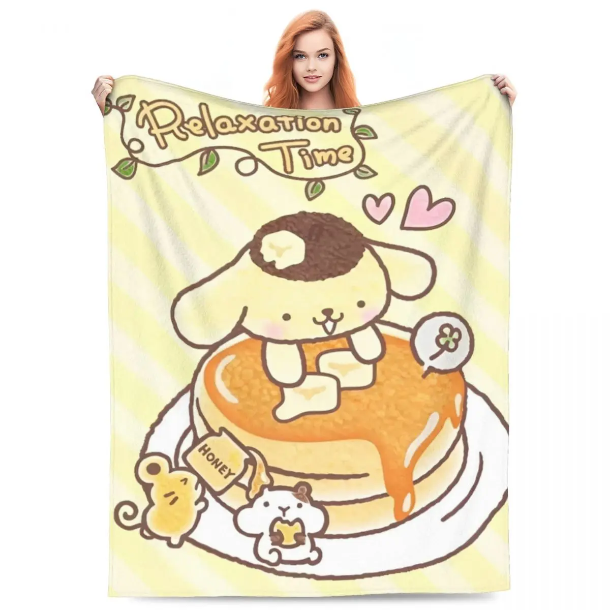 Pom Pom Purin Sanrio Blanket Quality Warm Soft Bedding Throws Winter Picnic Bedroom Comfortable Bedspread