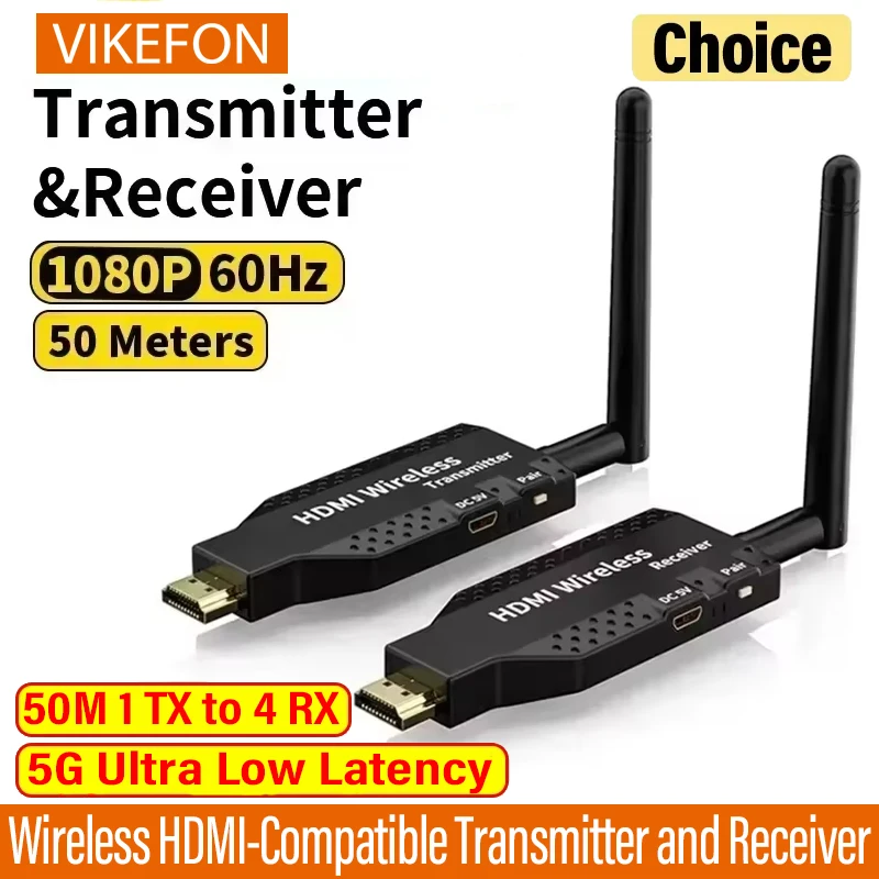 

50M 5G 1080P HDMI-Ccompatible Wireless Audio Video Transmitter Receiver Extender PS4 Camera Laptop PC to TV Monitor Projector