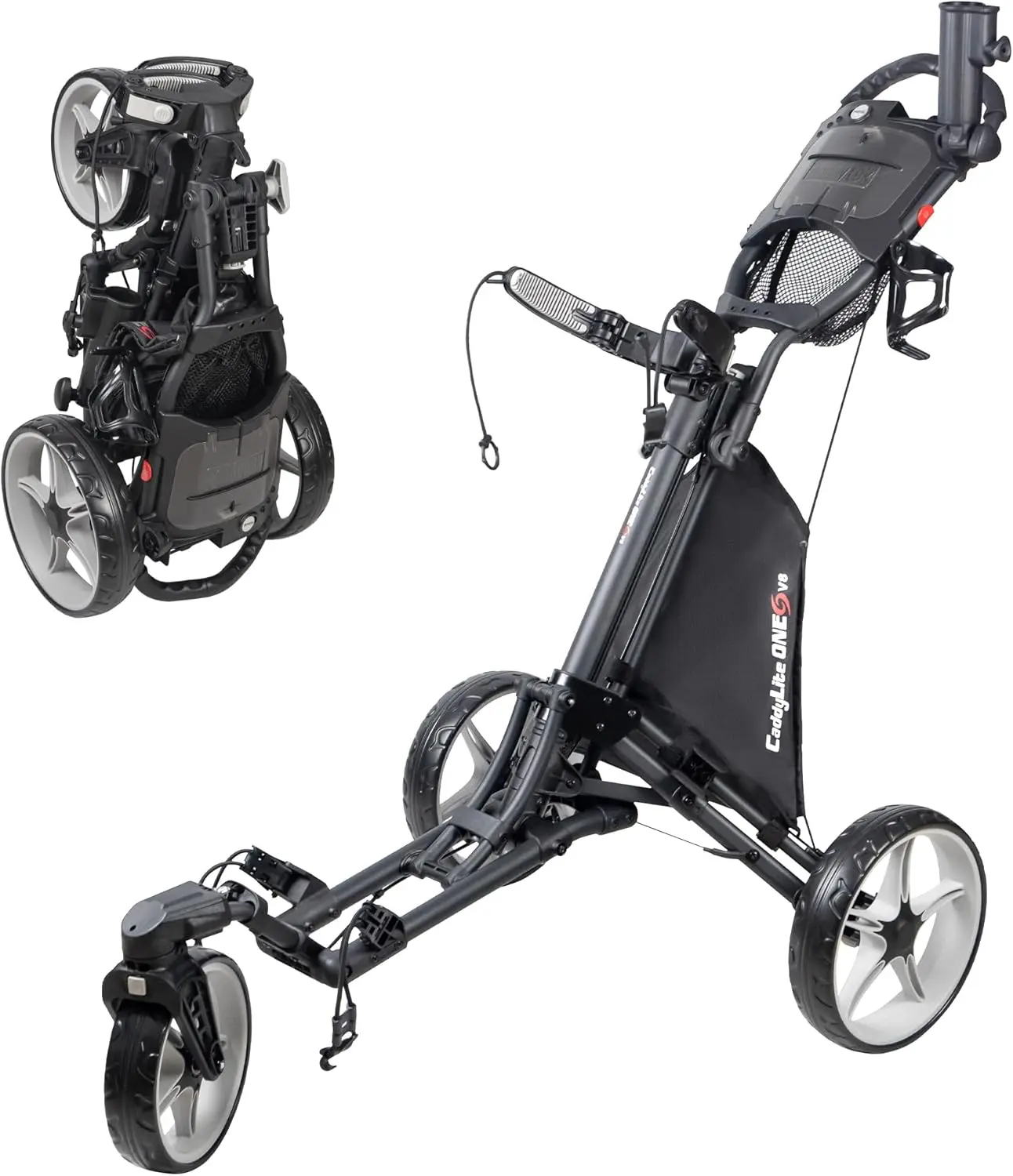 

Caddytek CaddyLite One Swivel Версия 8 Гольф Push Cart Версия 8 — 3-колесная, 360° ° Поворотное переднее колесо, складное в один клик, Lightwei