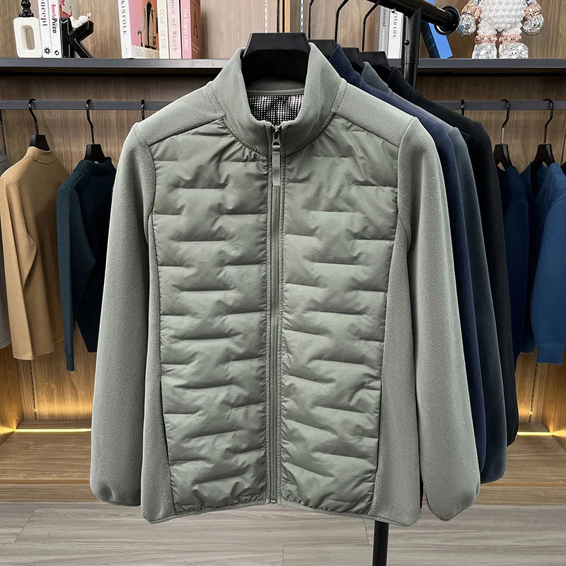 New Men's Lightweight Down Jackets Autumn Winter Stand Collar Zip-up Warm Casual Coats Outdoor Fashion Sports Male Winter Coat